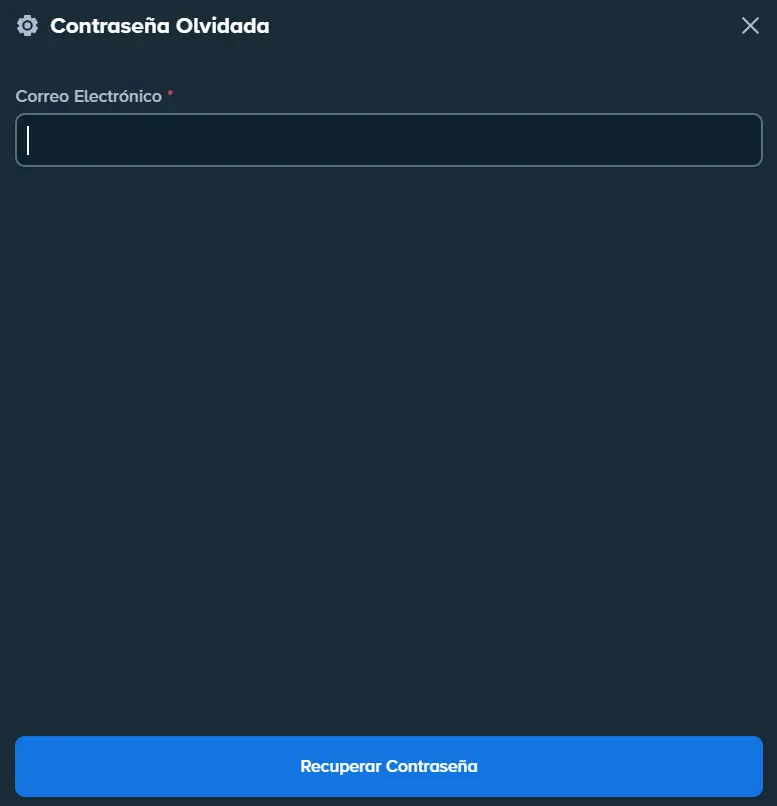 Página para recuperar la contraseña